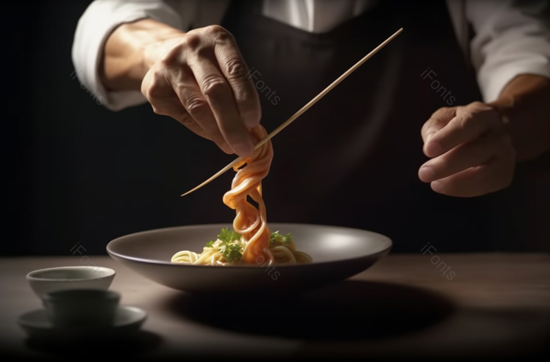 男厨师在餐厅制作装饰餐的特写图片,高清,摄影图,摄影图片,图片大全,摄影图免费下载